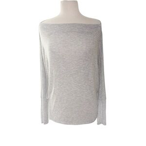Six Fifty Off Shoulder Loose Fit Anywhere Top Silver Grey